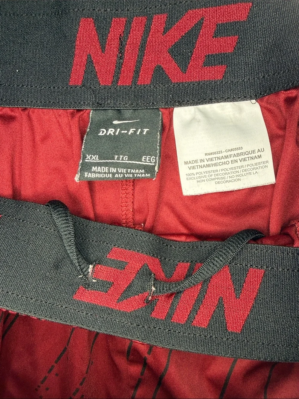 Nike Men’s Maroon Athletic Shorts with Black Pinstripes